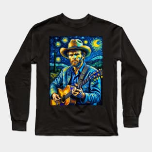 Merle Haggard in starry night Long Sleeve T-Shirt